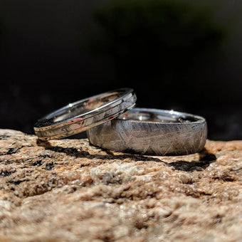 Gibeon Meteorite Ring Set with Cobalt & Aerospace Grade Titanium - USA made