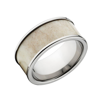 10mm Wide Titanium Ring with Antler Inlay - Men's Wedding Bands