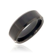 8mm Heavy Tungsten Carbide Men's Ring With Brush Finish Center And Beveled Edge - FREE Personalization