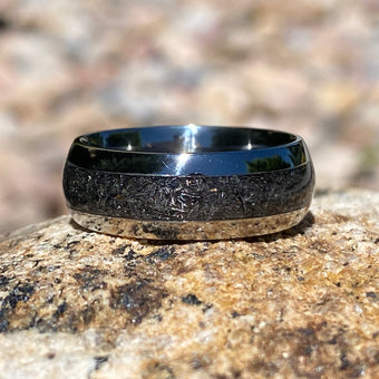 8mm Titanium Mens Wedding Ring with Sherman Tank Inlay - Custom Made Mens Wedding Bands - Unique Mens Rings