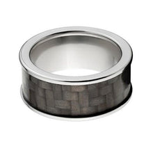 Titanium Carbon Fiber Ring Carbon Fiber Inlay Ring w/ High Polish Finish : CF-9MM TI P