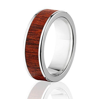 Blood Wood Titanium Rings, Wood Wedding Band