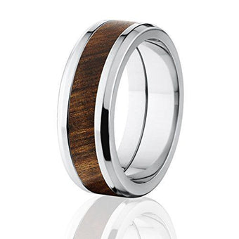 Men's Tamboti Wood Wedding Rings, Titanium Wood Band