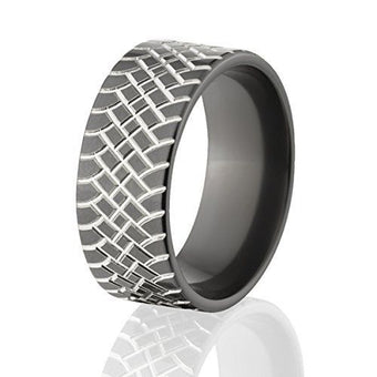 Two-Tone Tire Tread Ring - Men's Rings