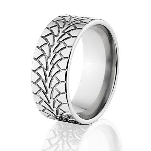 9mm Cobalt Wedding Band - Tire Tread Design