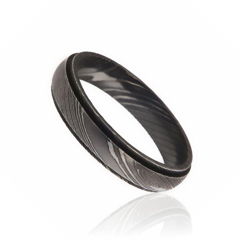 5mm Wide Damascus Steel Ring