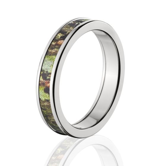 Licensed Mossy Oak Obsession Camo Rings, Premium High Polish Finish Camo Bands, Cobalt Camo Rings