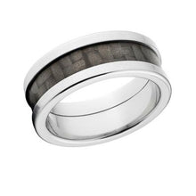 New 8mm Wide Carbon Fiber Inlay Ring w/Cross Brush Finish: CF-8MM TI XB