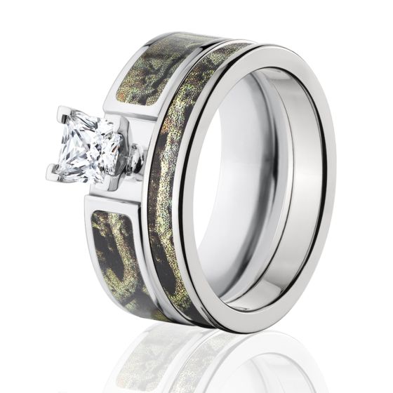 Break Up Infinity Bridal Set, Womens Camouflage Wedding Ring Set