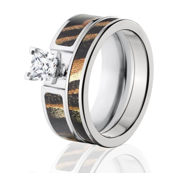 Shadow Grass Bridal Set, Womens Camo Ring Sets