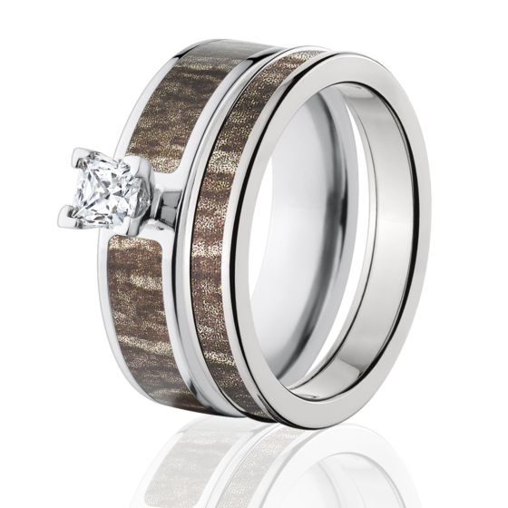 Mossy Oak Bottomland Camo Bridal Set, Womens Camo Ring Set