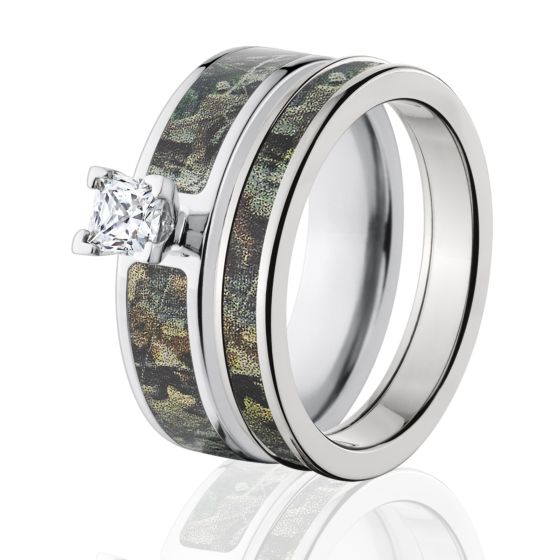 RealTree Timber Camo Bridal Set, Womens Camo Wedding Rings