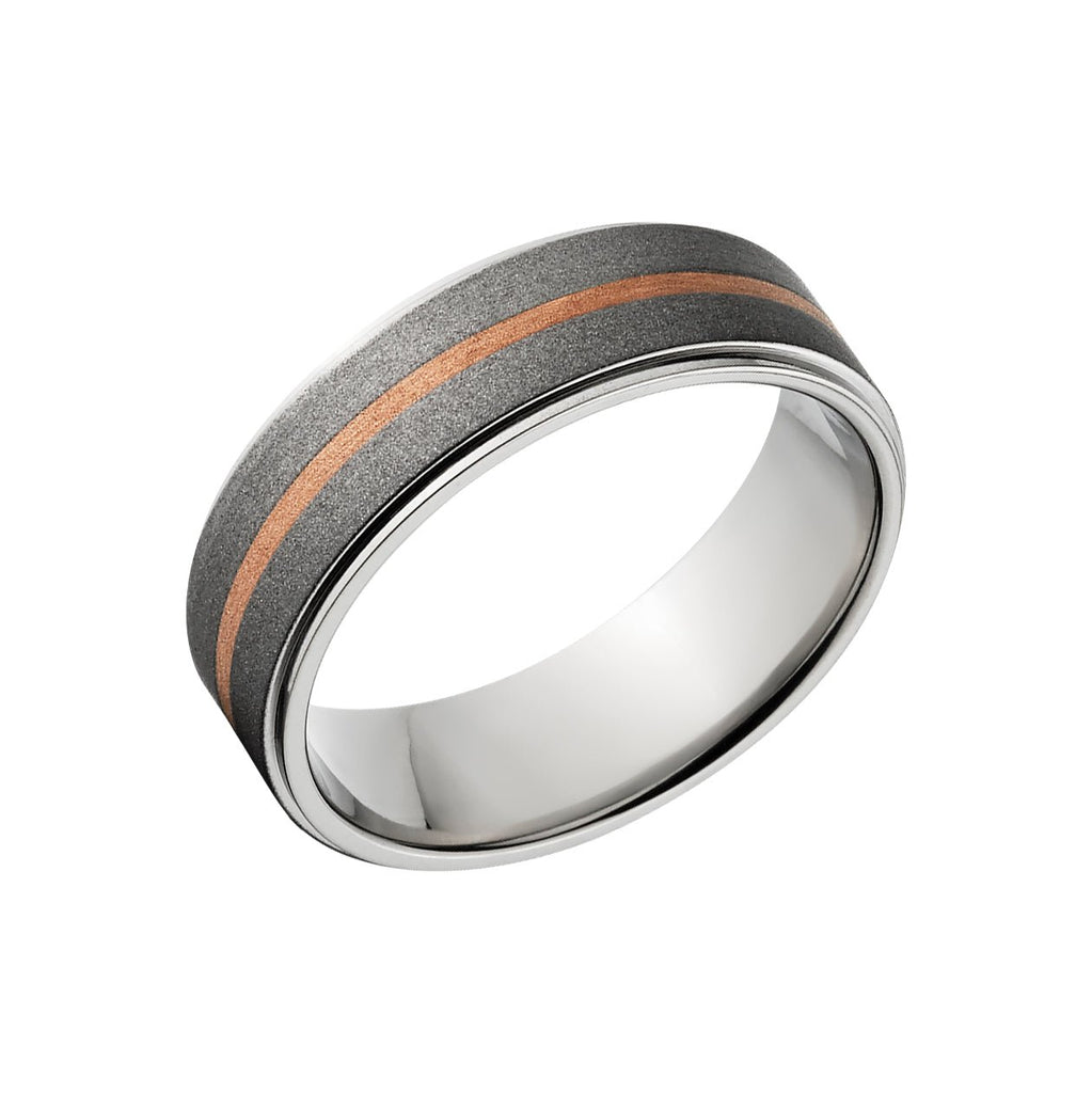 Titanium Ring with Copper Inlay - Men's Wedding Rings