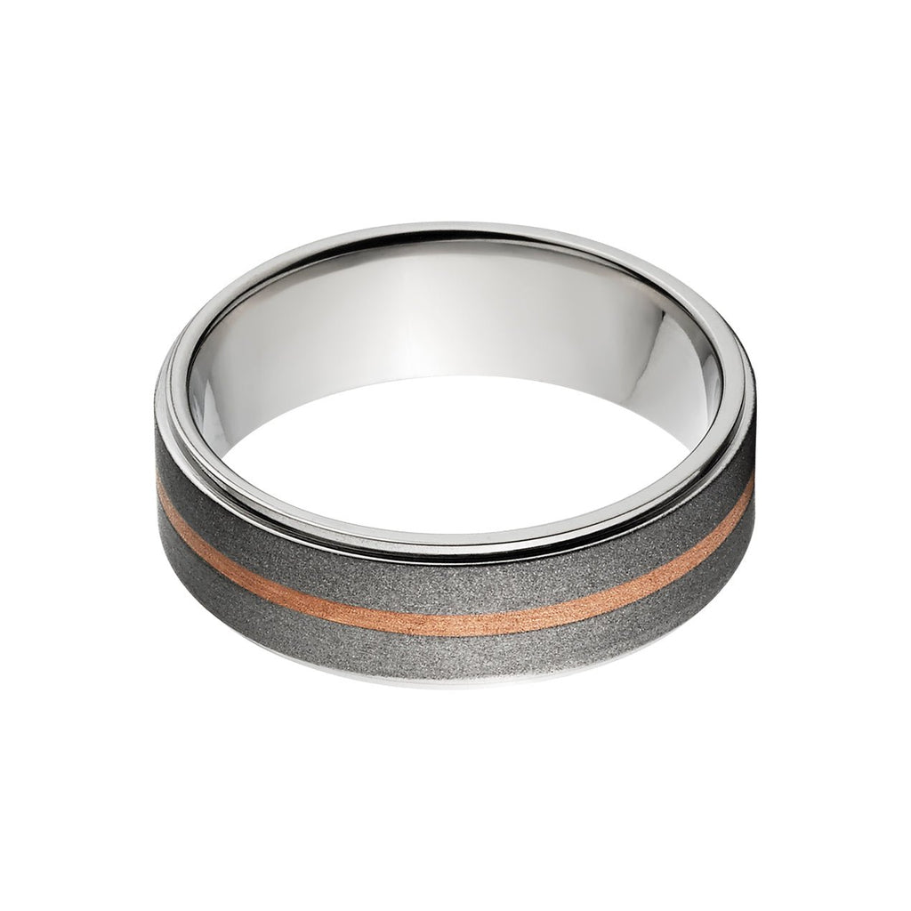 Titanium Ring with Copper Inlay - Men's Wedding Rings