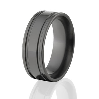 Black Wedding Bands: 7mm Black Zirconium Ring