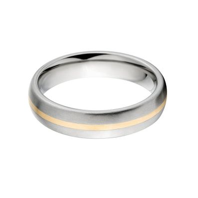 New 5mm Titanium Wedding Ring With 14k Yellow Gold Inlay, Free Sizing Jewelry 4-17