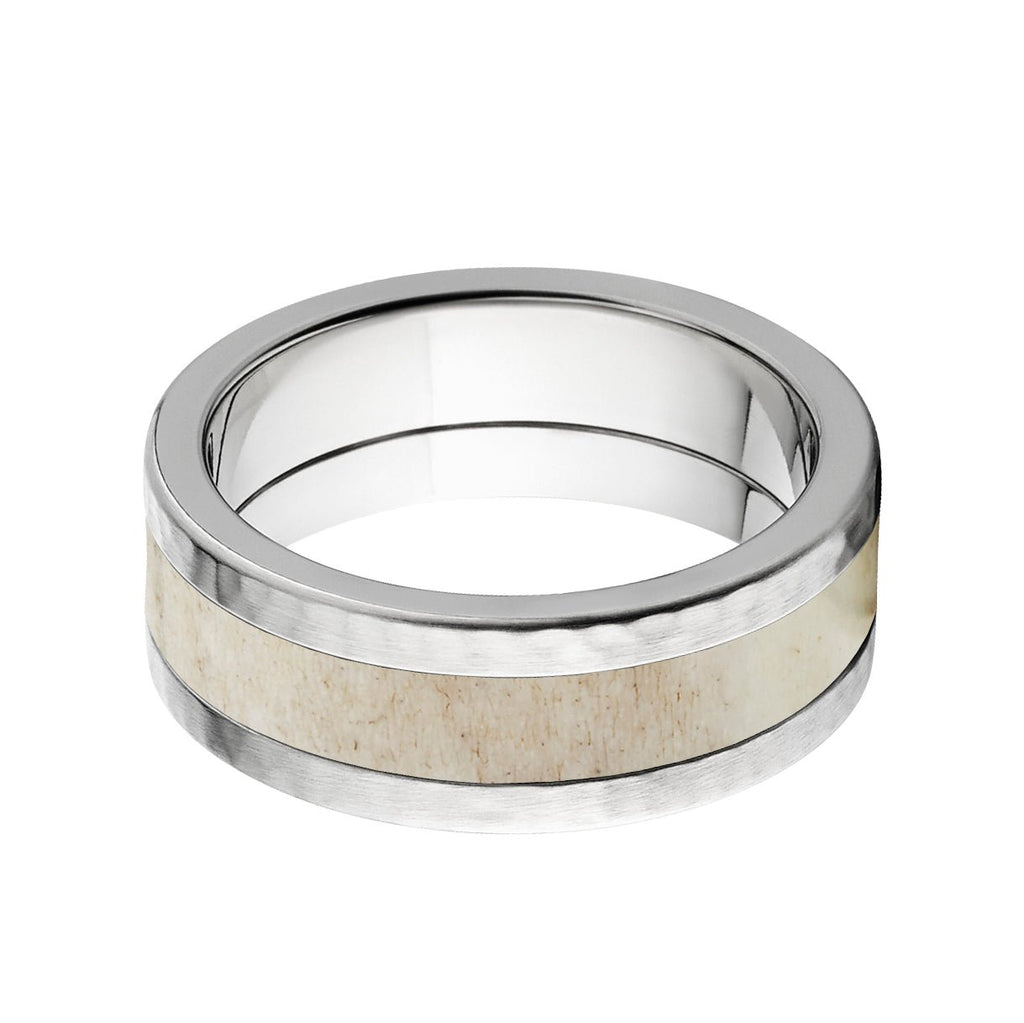 8mm Titanium Men's Antler Inlay Wedding Band - Men's Titanium Rings