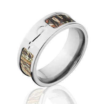 Duck Blind Camo Wedding Rings, Titanium DuckBlind Camo Fishing Ring