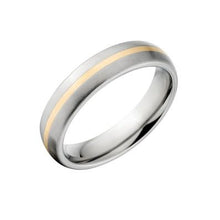 New 5mm Titanium Wedding Ring With 14k Yellow Gold Inlay, Free Sizing Jewelry 4-17