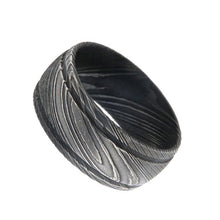 Authentic Damascus Steel Rings American Made Damascus Jewelry 10mm Wide Acid Etched Bands