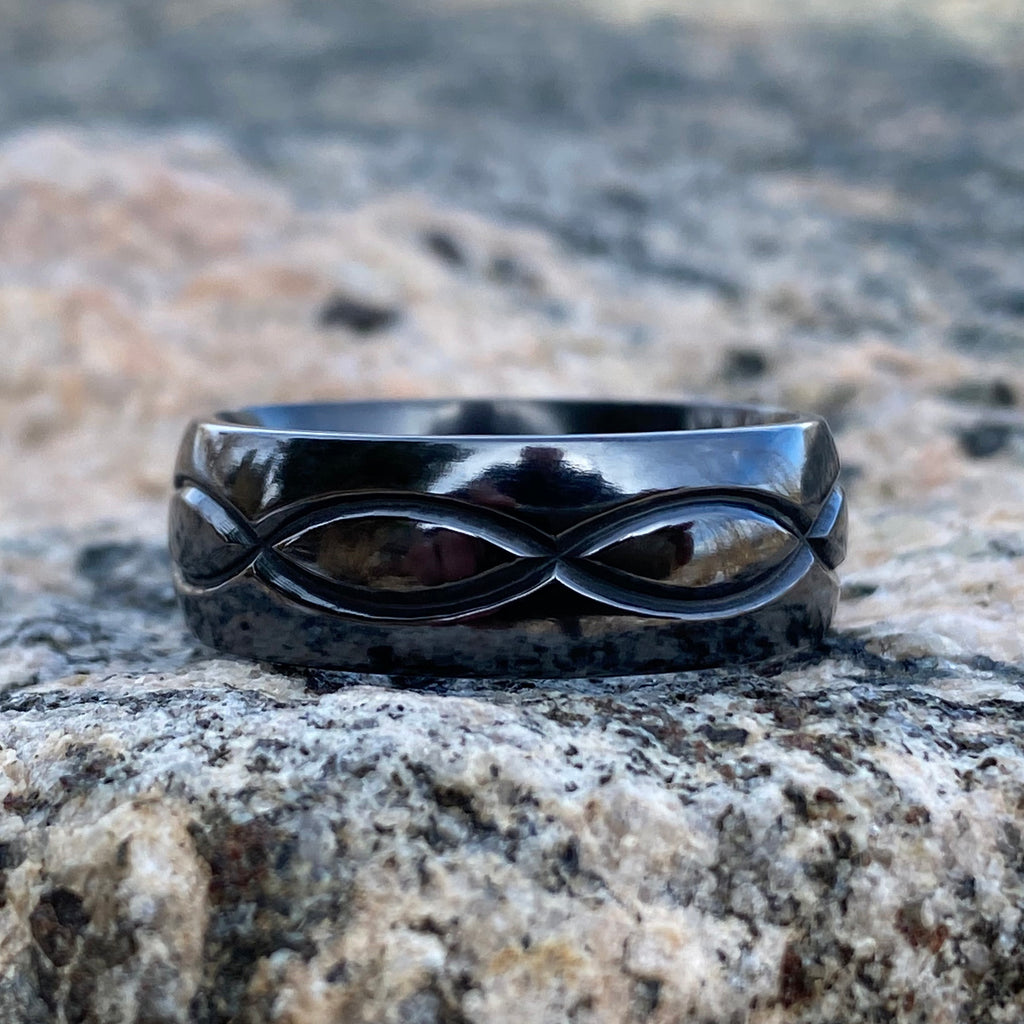 Black Titanium His and Her Infinity Set - Matching Wedding Bands