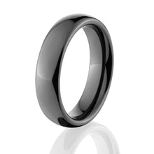 6mm Half-Round Ceramic Wedding Band - Black Ceramic Rings