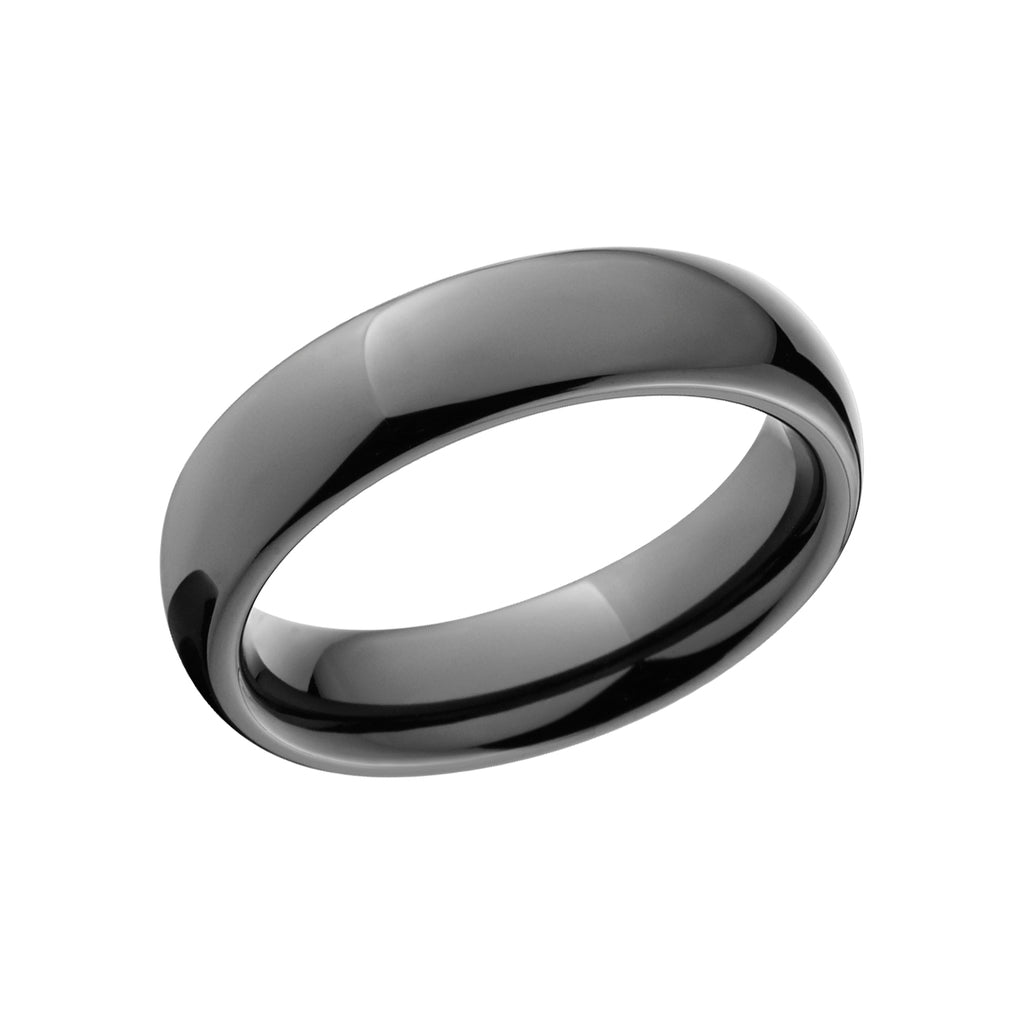 6mm Half-Round Ceramic Wedding Band - Black Ceramic Rings