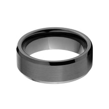 Black Beveled Ceramic Ring - 8mm Men's Wedding Bands