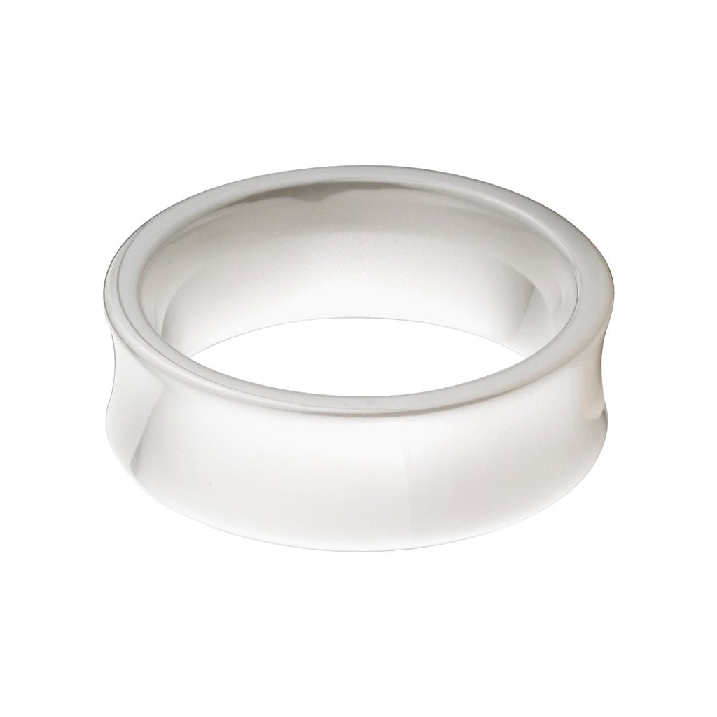 8mm White Ceramic Ring - Unisex Wedding Bands