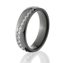 6mm Black Zirconium Baseball Ring - Men's Wedding Band