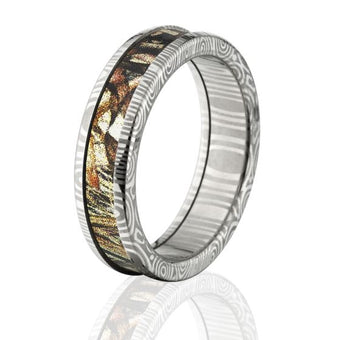 Duck Blind Camo Rings, Mossy Oak Camo Bands, Damascus Steel