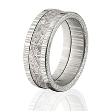 Gibeon Meteorite Wedding Ring & Damascus Steel Rings w/ Gibeon Meteorite Ring Inlay