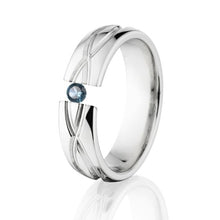 6mm Blue Topaz Tension Set Ring, Titanium Ring, Infinity