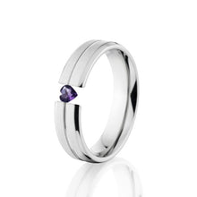 Center Groove, Titanium Ring, Heart Gem, Tension Ring