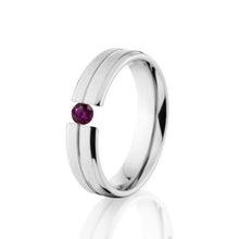 Ruby Tension Set Ring, Ruby Ring, 5mm Titanium Band