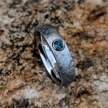 5mm Gibeon Meteorite Wedding Band with London Blue Topaz