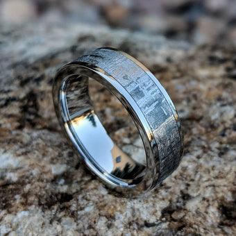 7mm Meteorite Ring with Strengthened Cobalt Chrome Sleeve