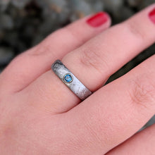 5mm Gibeon Meteorite Wedding Band with London Blue Topaz