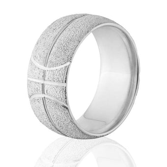 Silver Basketball Ring - Men's Wedding Band