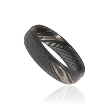 6mm Beveled Damascus Steel Rings Premium Wedding Bands