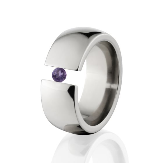 8mm Ring, Tension Set Alexandrite Ring, Titanium Ring