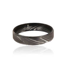 5mm Flat Bevel Woodgrain Damascus Steel Ring USA Made Damascus Wedding Rings