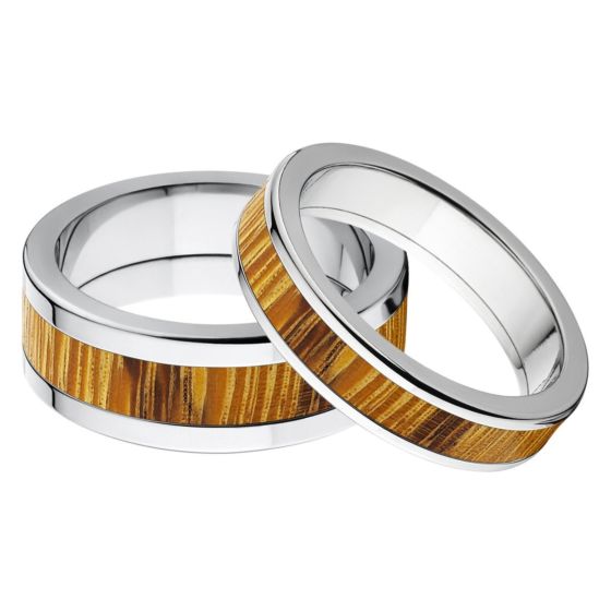 Exotic Wood Matching Ring Set, Marble Wood Rings, Wood Rings, USA Made