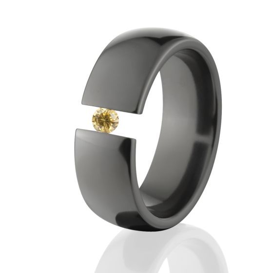 8mm Black Zirconium, Tension Set Ring